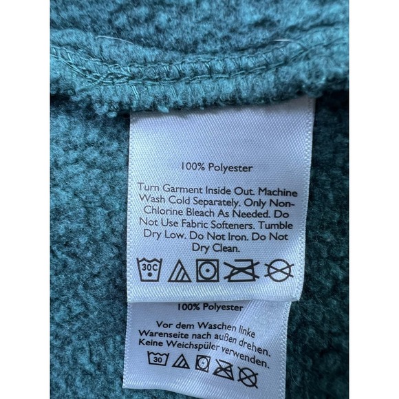 Eddie Bauer Sweater Mens Large Green Polyester Fleece Mock Neck Pullover - Picture 6 of 10